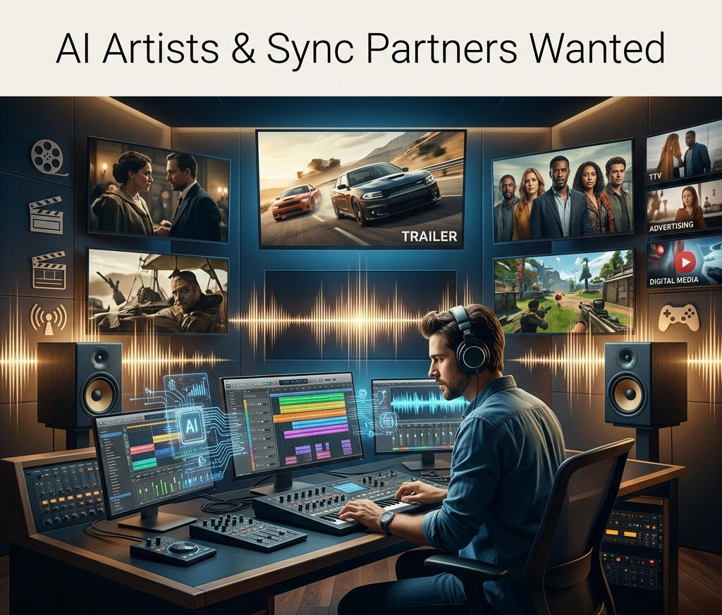 AI music artist and sync licensing collaboration for film, TV, trailers, and digital media